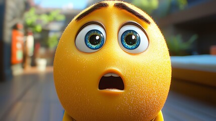 A shocked yellow animated character with wide and expressive eyes