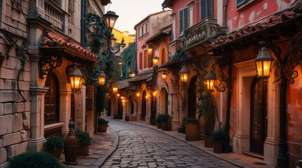 Obraz premium A serene and historic European old town