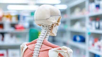 Gym equipment rehabilitation Concept, Detailed View of Spinal Alignment Model for Posture Correction in Health and Wellness Settings