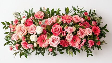 Vibrant Floral Arrangement with Pink Roses and Greenery Display