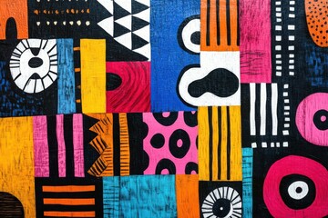 Vibrant Abstract Geometric Artwork Colorful Patchwork Design