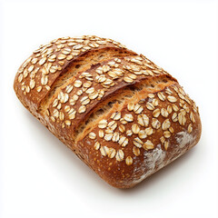 Freshly baked artisan oat bread with a golden crust, placed in a linen-lined basket. Rustic and homemade bakery concept, perfect for organic and healthy food themes.