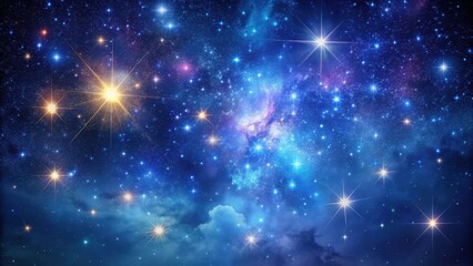 Obraz premium Dark velvet night sky with vibrant celestial display and countless twinkling stars against a deep shade of indigo background, dark blue sky, space