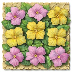 Digitally created image of flowers and greenery arranged together nicely