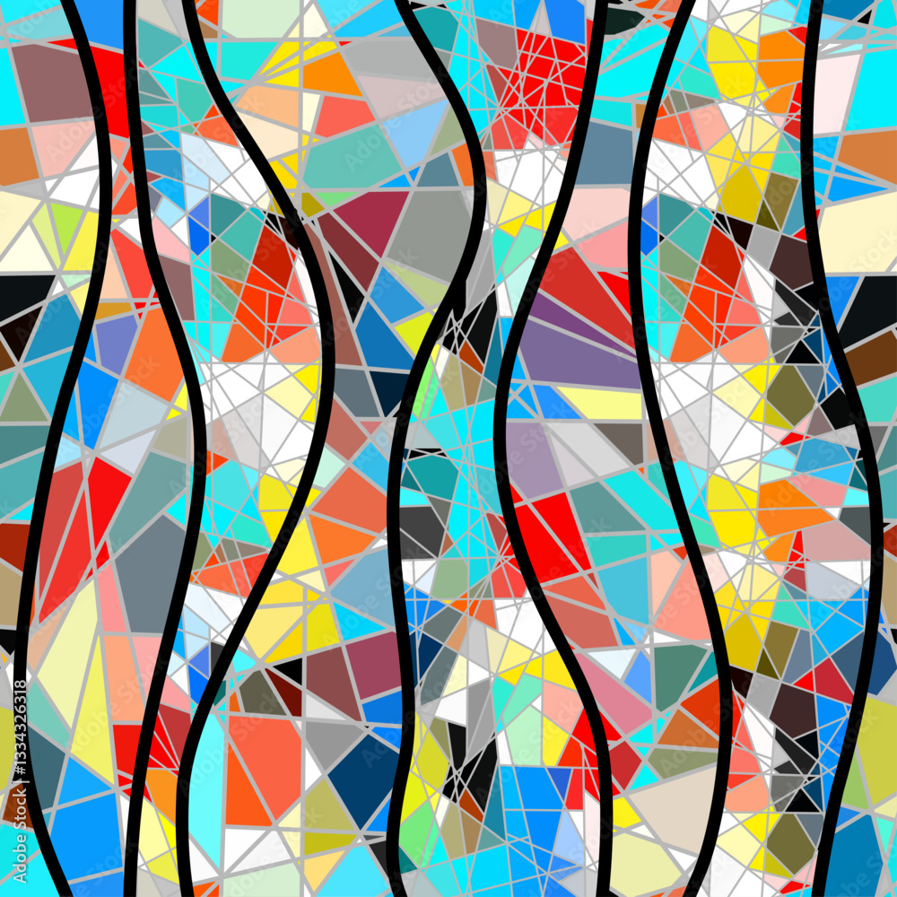 Fototapete bright abstract mosaic seamless pattern. vector background. endless texture. ceramic tile fragments.