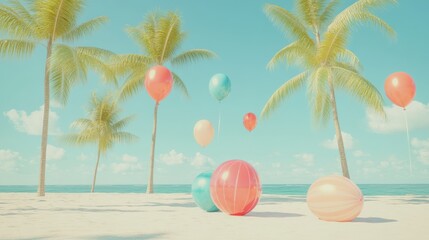 Obraz premium Beach Balloons Tropical Summer Fun