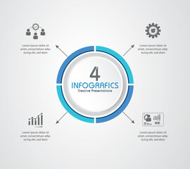 4 option Infographic design with icon presentation business infographic template can be used for workflow diagram, info chart, web design. vector illustration. 