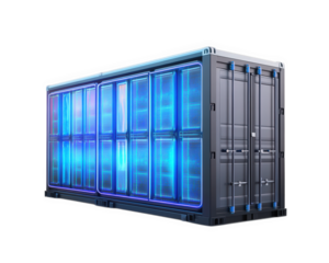 Energy storage system with modern design, featuring illuminated panels and sleek exterior. This innovative solution is ideal for sustainable energy management