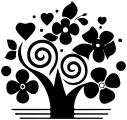 Fototapeta premium An abstract tree with butterflies silhouette vector design