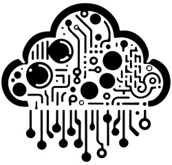 Obraz premium Abstract Tech Cloud Silhouette Vector Art