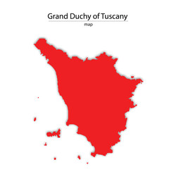 grand duchy of tuscany map in red colour and with trasparent background
