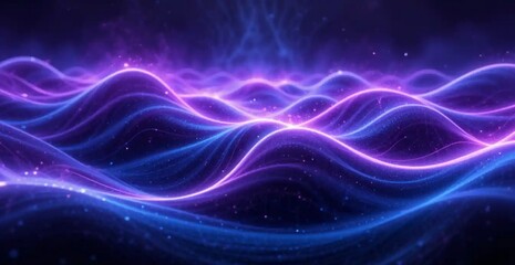 Fototapeta premium Vibrant liquid wave energy with fluid purple and blue motion on a black background, a perfect high-resolution artwork for web design, branding, and creative projects.