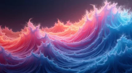 Gordijnen A mesmerizing, high-resolution abstract background featuring a dynamic, sinuous gradient wave that undulates and swirls with a powerful, three-dimensional quality © Ярослав Чекунов