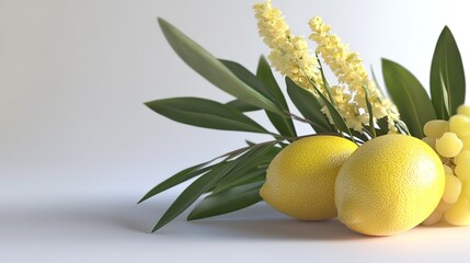 Traditional Lulav and Etrog set against a clean white background