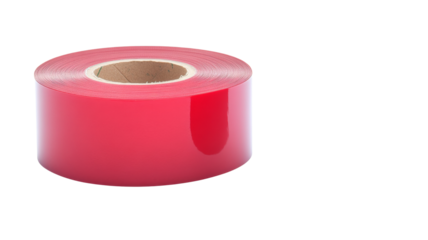 Red packaging tape roll on transparent background
