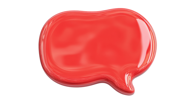 Glossy red speech bubble communicating on transparent background