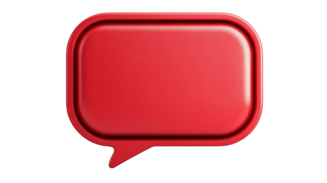Red speech bubble showing communication on transparent background - Powered by Adobe