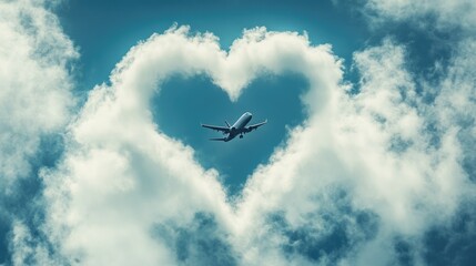 Love in the Sky: A Passenger Plane Soars Through Heart-Shaped Clouds