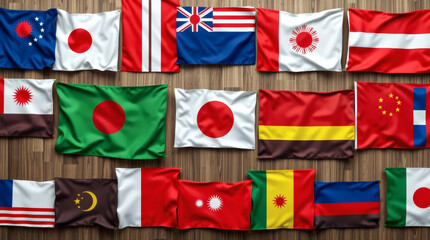 Fototapeta premium Flags of Asian Countries in a Global Gathering