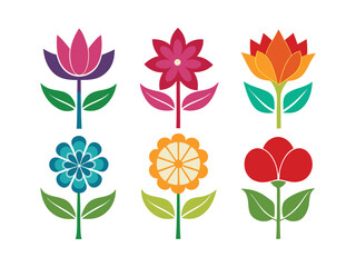 Colorful Floral Design Set for Spring or Summer