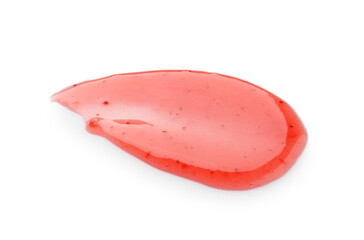 Sample of tasty strawberry sauce isolated on white