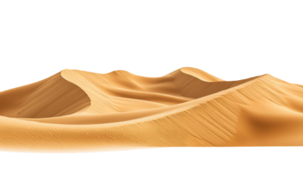 Sand dunes creating a wavy landscape in the desert with transparent background