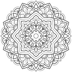 Mandala pattern Coloring book wallpaper design art. tile pattern greeting card sticker lace pattern and tattoo, yoga design. hand drawn mandala vector. on white background