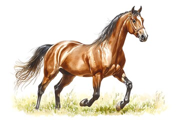 Obraz premium A beautiful watercolor painting depicts a horse in motion