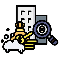 Fraud Identification icon in Flat Color Style With Outline. Simple Vector Design. Simple Vector Flat Icon