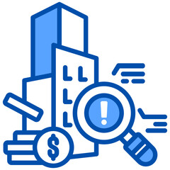Asset Risk Analysis icon in Blue Color Style. Simple Vector Design. Simple Vector Flat Icon