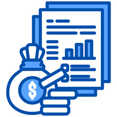 Report icon in Blue Color Style. Simple Vector Design. Simple Vector Flat Icon