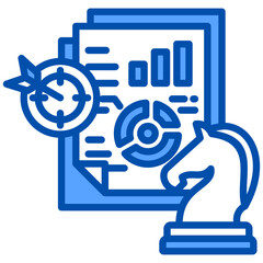 Financial Strategy icon in Blue Color Style. Simple Vector Design. Simple Vector Flat Icon
