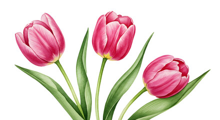 Fototapeta premium Watercolor Tulips with Delicate Detail for Springtime Celebration