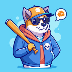 cartoon dog with baseball bat