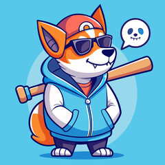cartoon dog with baseball bat
