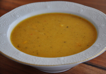 A bowl of red lentil soup