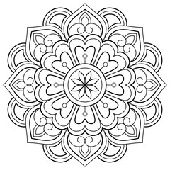 Mandala pattern Coloring book wallpaper design art. tile pattern greeting card sticker lace pattern and tattoo, yoga design. hand drawn mandala vector. on white background
