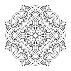 Mandala pattern Coloring book wallpaper design art. tile pattern greeting card sticker lace pattern and tattoo, yoga design. hand drawn mandala vector. on white background