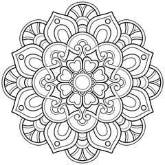Mandala pattern Coloring book wallpaper design art. tile pattern greeting card sticker lace pattern and tattoo, yoga design. hand drawn mandala vector. on white background
