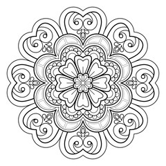 Mandala pattern Coloring book wallpaper design art. tile pattern greeting card sticker lace pattern and tattoo, yoga design. hand drawn mandala vector. on white background