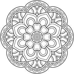 Mandala pattern Coloring book wallpaper design art. tile pattern greeting card sticker lace pattern and tattoo, yoga design. hand drawn mandala vector. on white background