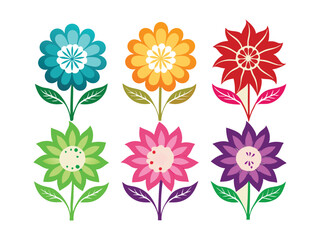 Colorful Floral Design Set for Spring or Summer