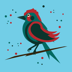 Beautiful, cute little bird. Vector illustration