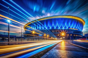 Fototapeta premium Abstract Arena Lights: Blue and Yellow Long Exposure Background