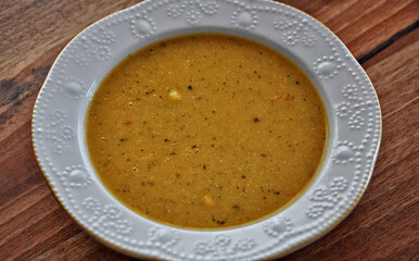 A bowl of red lentil soup