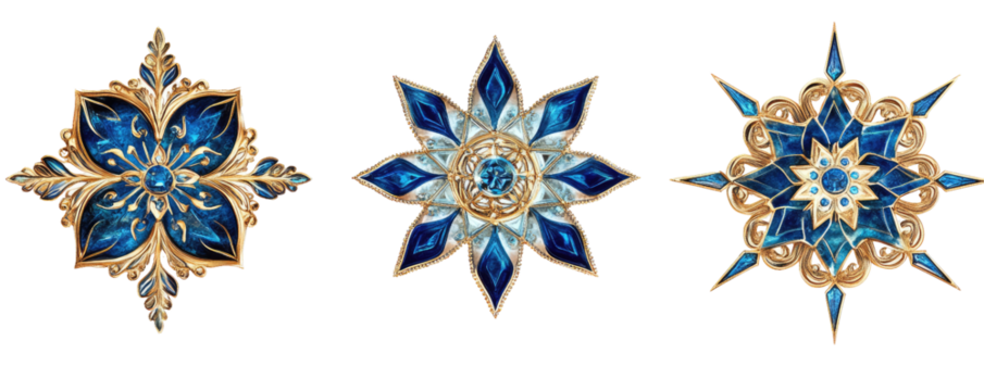 Ornate and Decorative Star Shapes with Intricate Details on transparent background