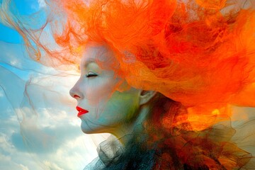 Hallucination - due to meningitis: abstract image of human state. Hallucination and stress. Delusions and hallucinations. Surreal concept. Metaphorical meningitis feelings of a mental illusio.