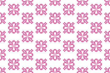 pink seamless pattern. Seamless geometric pixel pattern decorated with flowers. Designed for carpets, wallpapers, clothing, batik, fabrics, textile illustrations 