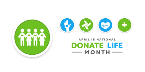 April is Donate Life Month.  Great for posters, banner, social media and more. White background.