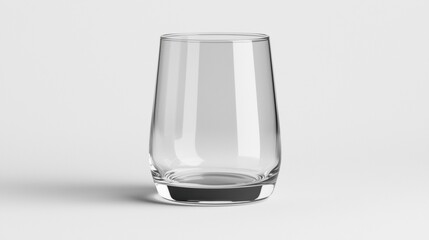 A clear glass tumbler with a wide base and a short neck.